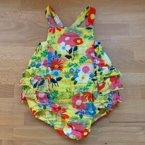 Angel Dear Floral Ruffle Bubble 6-12m NWOT